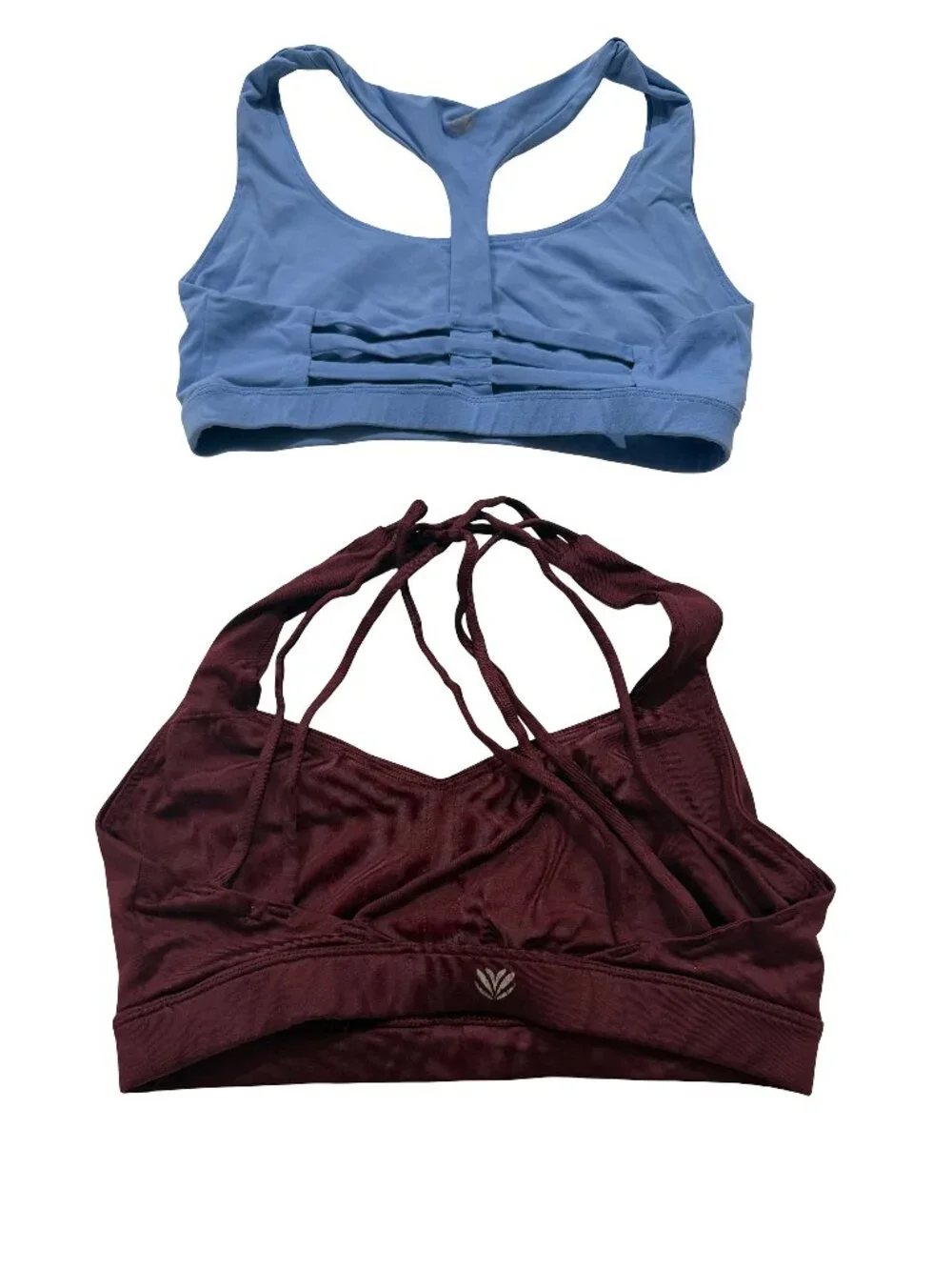Forever 21 Two Blue Burgundy Strappy Racerback Sports Bra Set Medium Women's